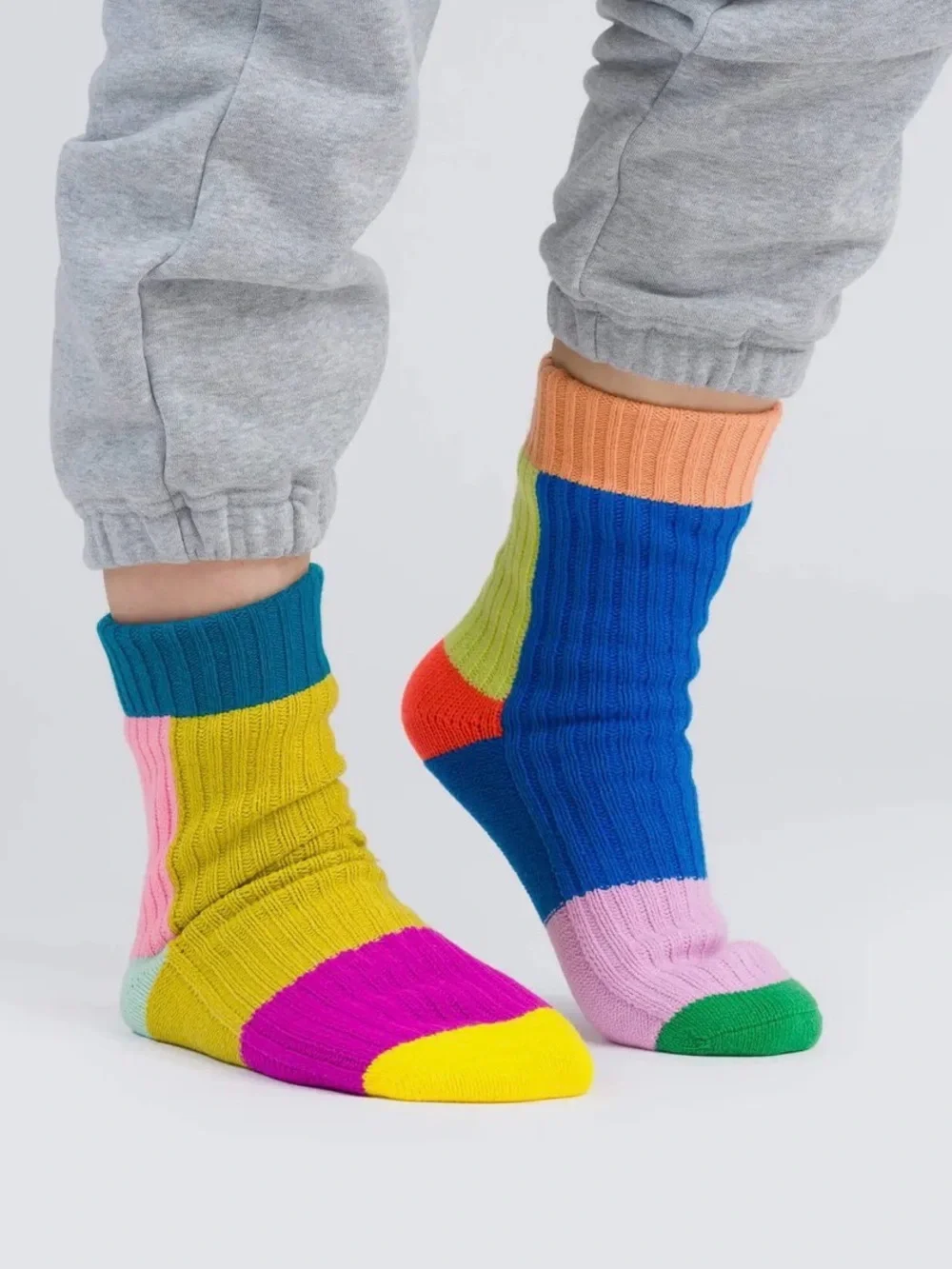 House Socks Multicolor Block Ribbed Cozy Socks